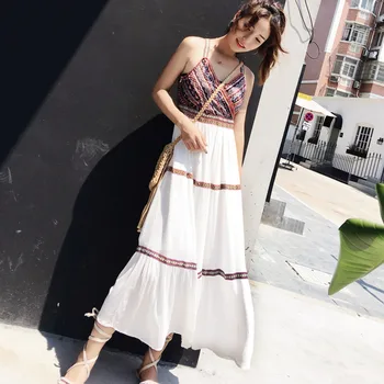 

2019 Boho Halter Backless Long Women Dress Hollow Out Bow Split Summer Dress Sexy Irregular Backless Beach Maxi Dress 5Zc0025F