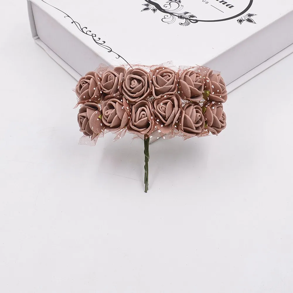 12Pcs/Lot Mini Lace Foam Rose Artificial Flower for Wedding Home Decoration DIY Craft Wreath Gift Decor Fake Flower Scrapbooking 12Pcs/Lot Mini Lace Foam Rose Artificial Flower for Wedding Home Decoration DIY Craft Wreath Gift Decor Fake Flower Scrapbooking