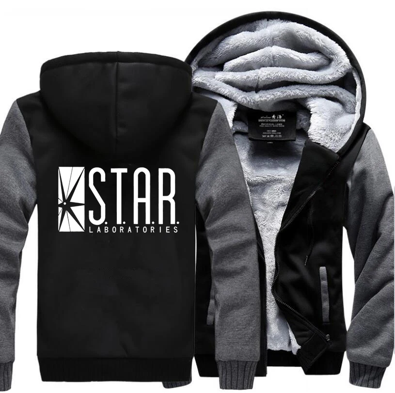 Super Hero The Flash STAR S T A R Labs Sweatshirts Men 2017 Winter Warm Fleece