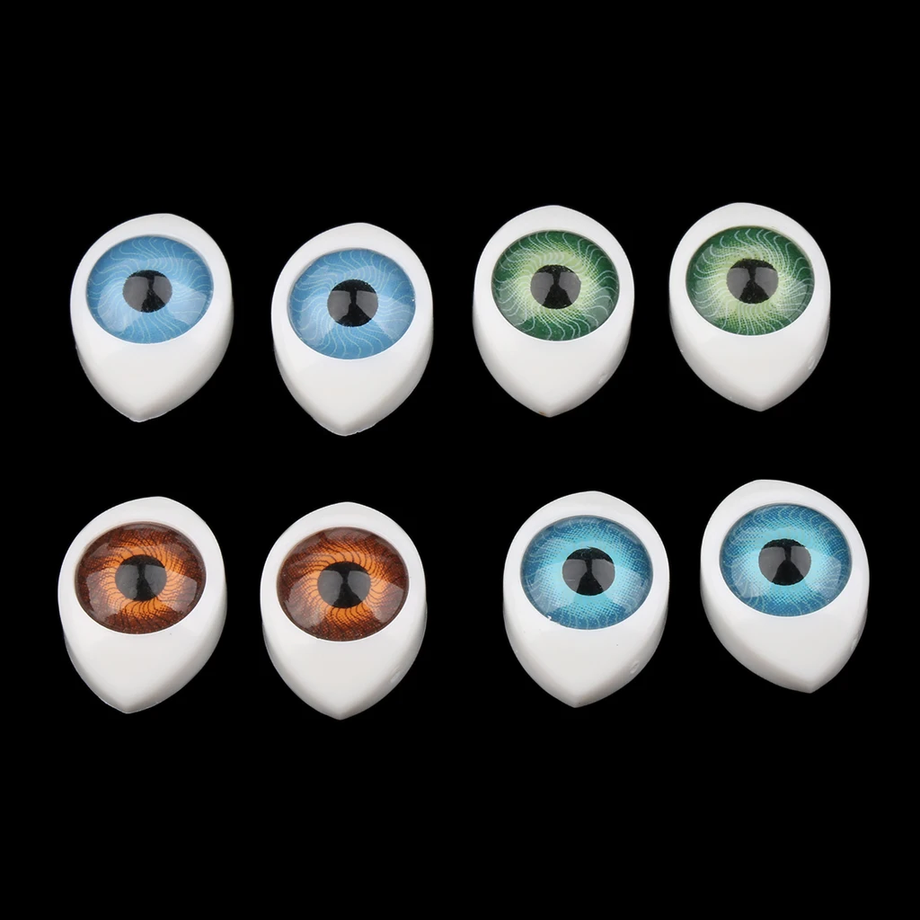 4 Color 8pcs Oval Hollow Back Plastic Eyes For Doll Mask DIY 9mm 