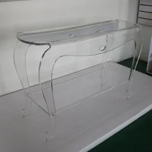 Elegant Clear Acrylic Pedestal Console Tables Lucite Vanity Desk 120w 40d 76h cm