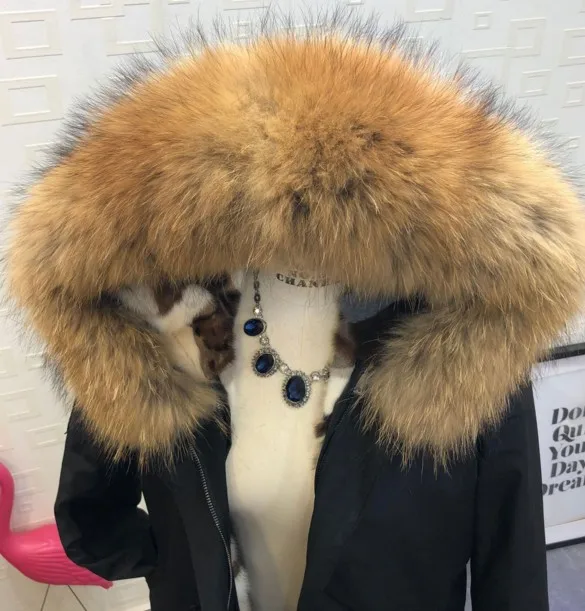 Chaud Veste À Survêtement Grand Réel Renard Capuchon Longue Laveur Collier Raton Épais Noir Naturel Manteau Parka En De Femmes Fourrure D'hiver Doublure nwqXpH4aqR