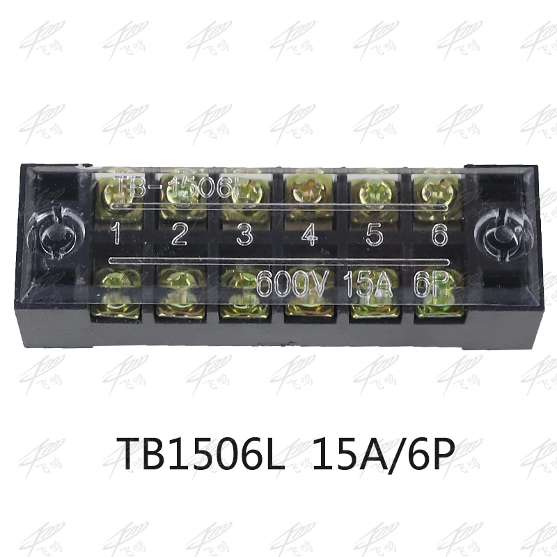 1 шт. двухрядная Клеммная колодка 600V 15A TB-1503/TB-1504/TB1506/TB-1508/TB1505/TB1510/TB1512/TB1515 опционально - Цвет: TB1506 15A6P