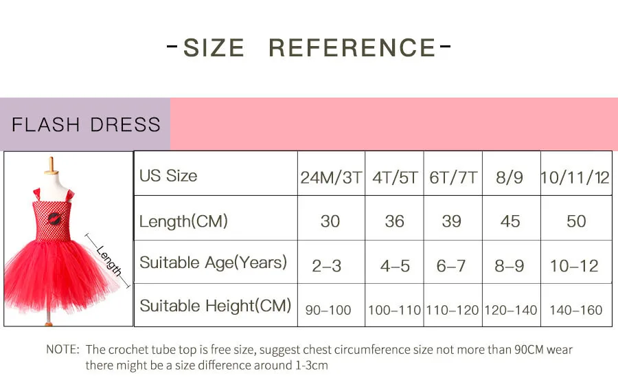 Girl Flash Halloween Tutu Dress with Mask Kids Red Superhero Cartoon Outfit Children (18)