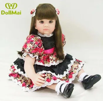 

2020 popular 60cm Silicone Body Reborn Girl Baby Doll Toys Newborn Princess Babies Doll Lovely Birthday Gift Child Present toy
