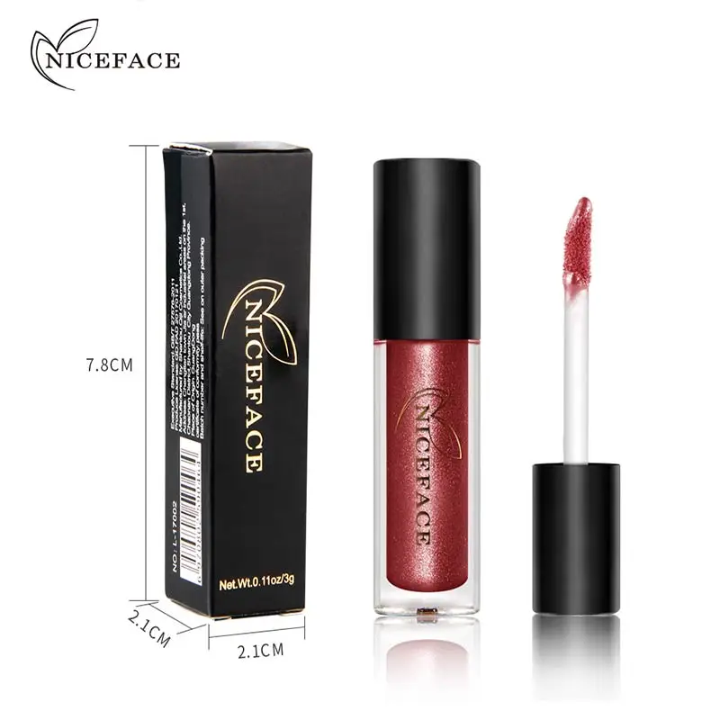 NICEFACE 6 цветов Блеск для губ Shimmer матовая губная помада водостойкий металлический