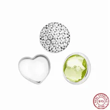 August капелька миниатюрные бусины DIY Fit Pandora плавающий медальон ожерелья подвески или браслеты серебро 925 3 шт. FLS009-8