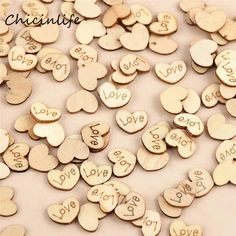 Chicinlife 50 шт. 15 мм влюбленное сердце деревянные конфетти только что Свадебный