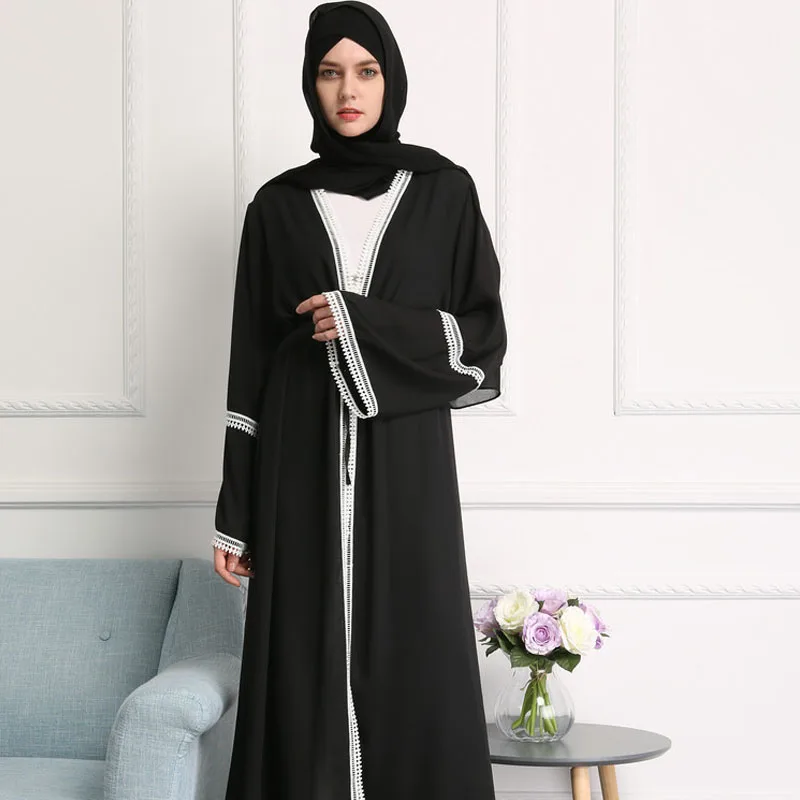 

2019 Muslim Women'S Cardigan Luxury Sequin Embroidery Islamic Clothing Muslim Dress High Quality Brand Polyester Clothing