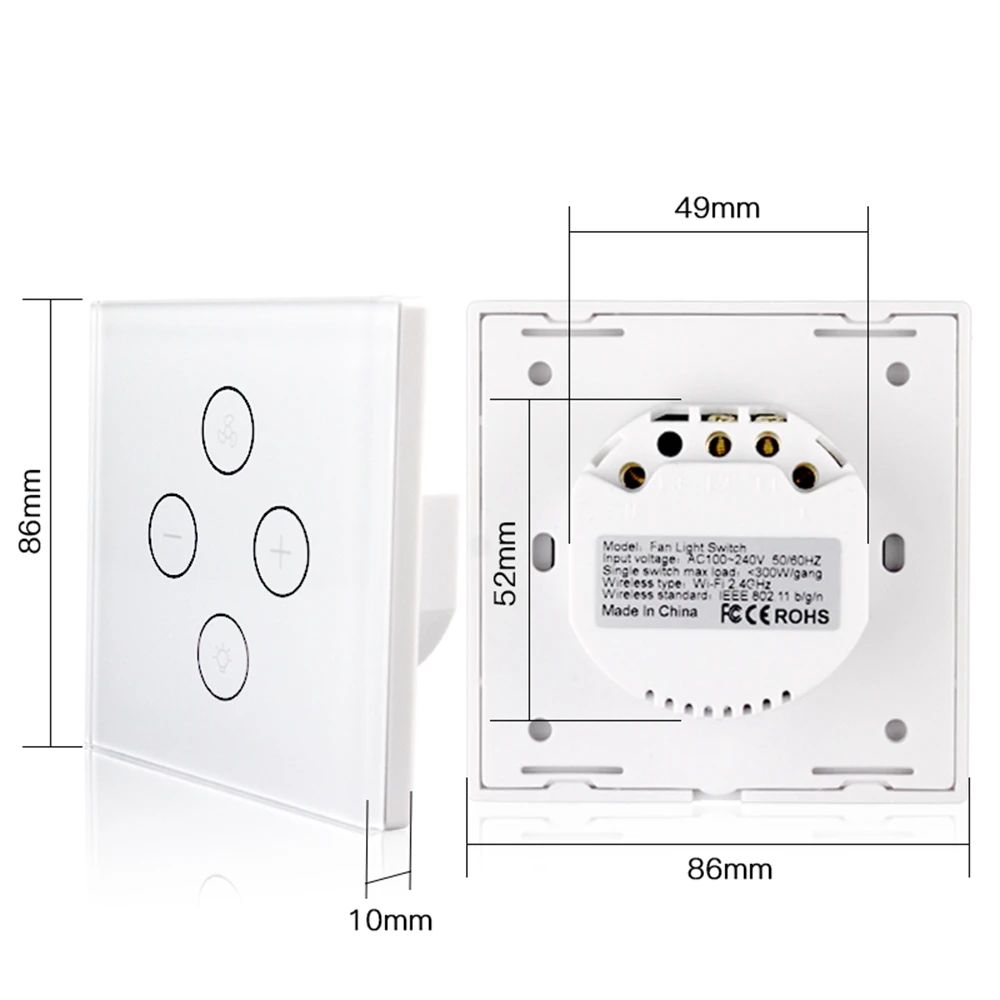 ЕС/США WiFi умный потолочный вентилятор настенный выключатель телефон время голосовой контроль скорости умный жизнь Tuya приложение пульт