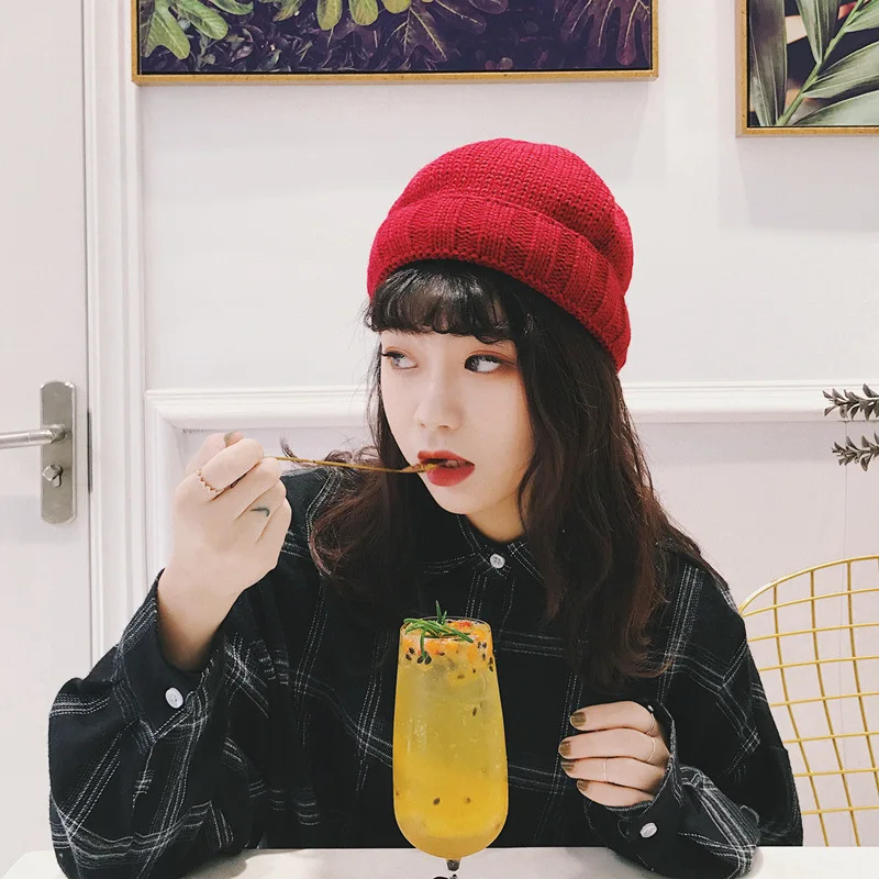 비니 여성 겨울 모자 여성용 남성 두꺼운 skullies 여성용 겨울 비니 모자 솔리드 핑크 블랙 여성 겨울 모자스컬리스