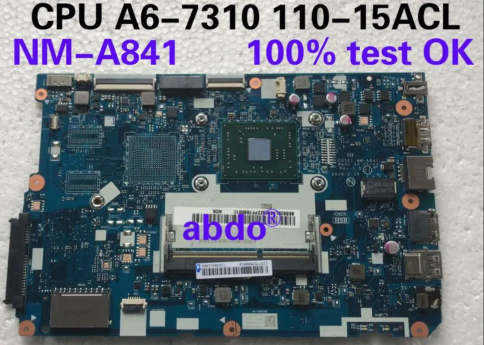 

Abdo CG521 NM-A841 motherboard for Lenovo 110-15ACL notebook motherboard CPU A6-7310 DDR3 100% test work