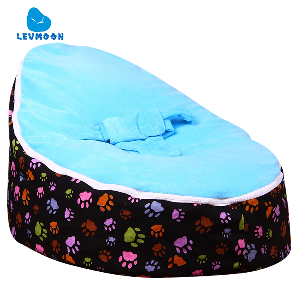 Levmoon Средний лапы печати кресло мешок детская кровать для сна Портативный складной детского сиденья Диван Zac без наполнителя