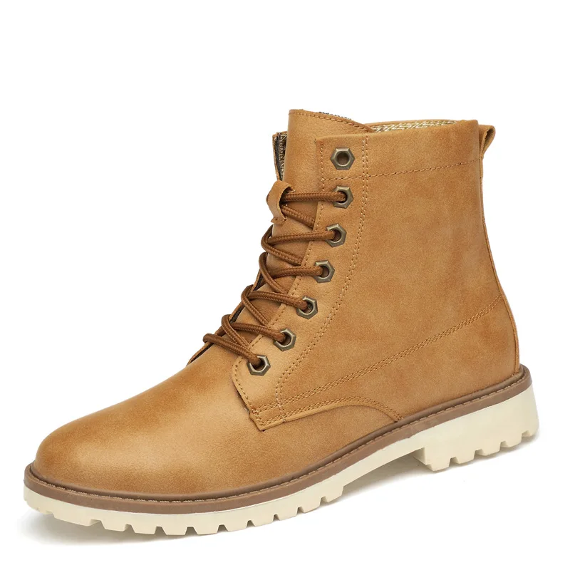 amarelo Tamanho Borracha Grande Água Inglaterra Homens Lazer Prova Quentes cinza Inverno Marrom Couro Asifn De Botas Retro Sapatos D' À Para Rgqxaa0T