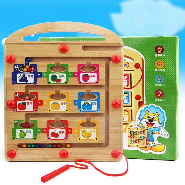Children Wood Maze Game Pen Labyrinth Board Chess