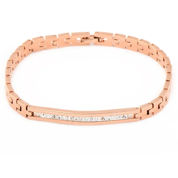

Free Shipping Wholesale Yellow / Rose Gold-color White Round CZ Classic Bracelet for Women No Nickel