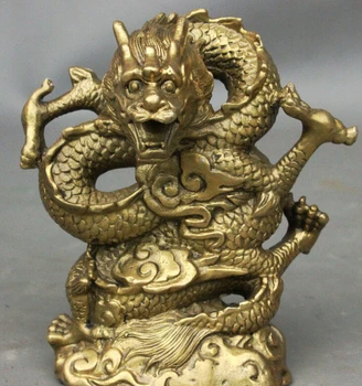 

SUIRONG---612+++12CM Chinese FengShui Brass JiXiang Zodiac Year Dragon Animal Statue Sculpture