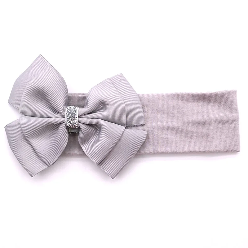 LIGHT GRAY G GZhilovinL для новорожденных девочек, большой повязки на голову с бантом, милый эластичный хлопковый головной убор, повязки для волос для младенцев, подарок для фотосъемки - Цвет: LIGHT GRAY G