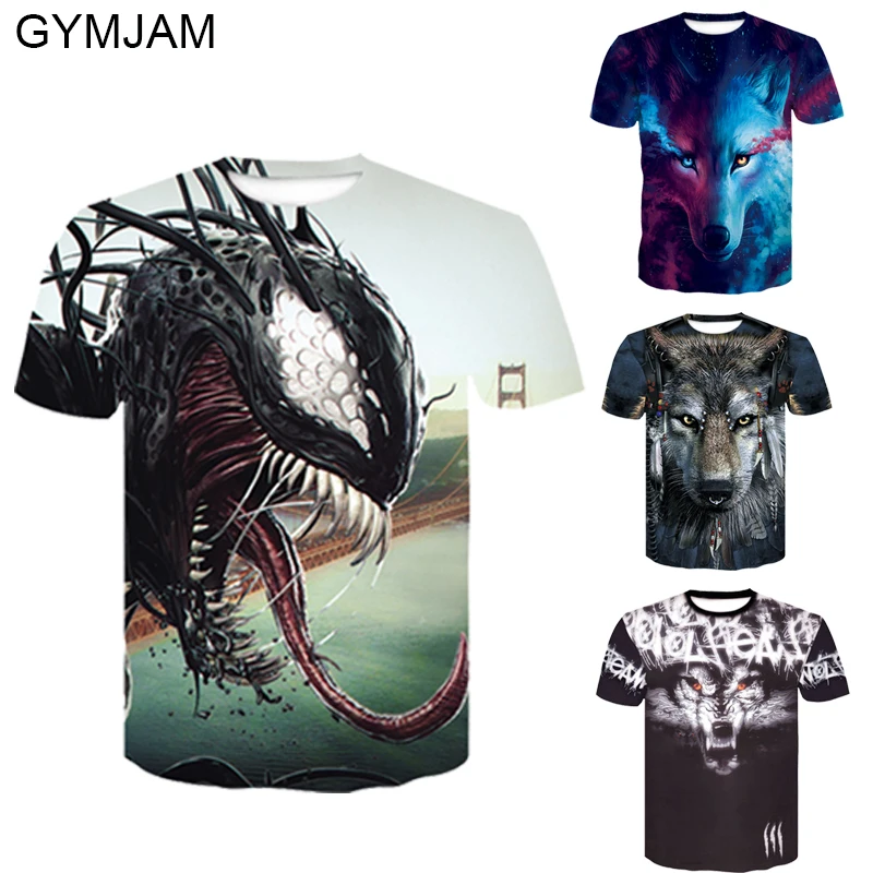 

2019 summer Streetwear casual 3D printing T-shirt men's jogger brand fitness clothing men's quick-drying short-sleeved shirt