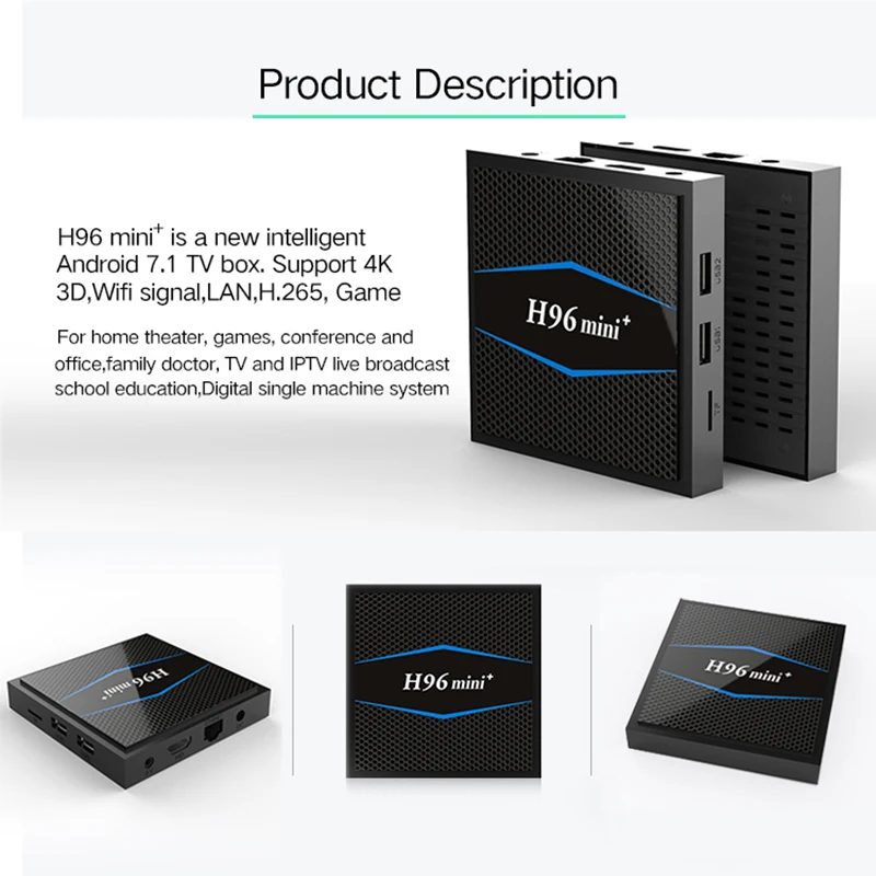 [Подлинный] H96 Мини плюс ТВ бокс Android 7 1 2G 16G Amlogic S905W 2 4 GHz Wifi K HDR Smart медиаплеер