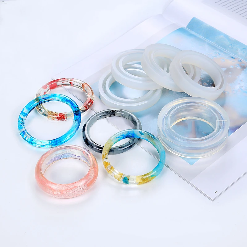 

2PCs Soft Silicone Jewerly Mould Epoxy Bracelet Bangle Mold Hand Resin Craft Jewelry Making Mold badge maker molds