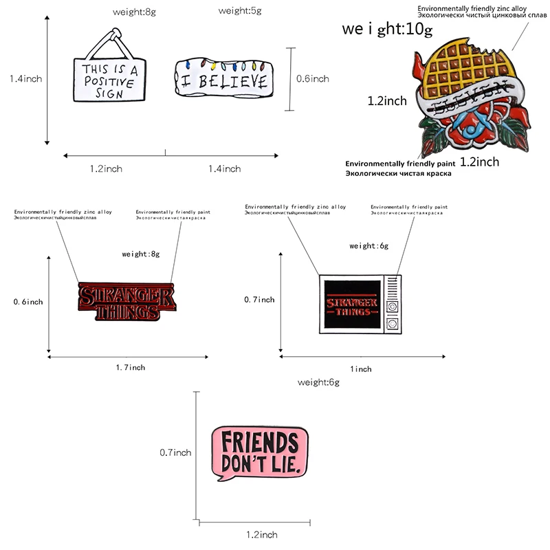 Странные Вещи ТВ-шоу эмалированная брошь 11 вафель не лгут друзья я верил значки джинсовые куртки, джинсы булавки ювелирные изделия