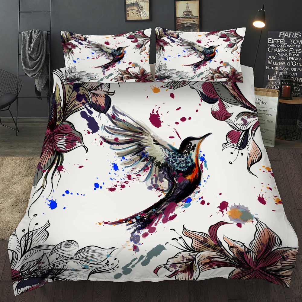 3D птица цветок постельные принадлежности набор пододеяльник с наволочками Твин Полный queen King Размеры постельное белье 3 шт. домашний текстиль