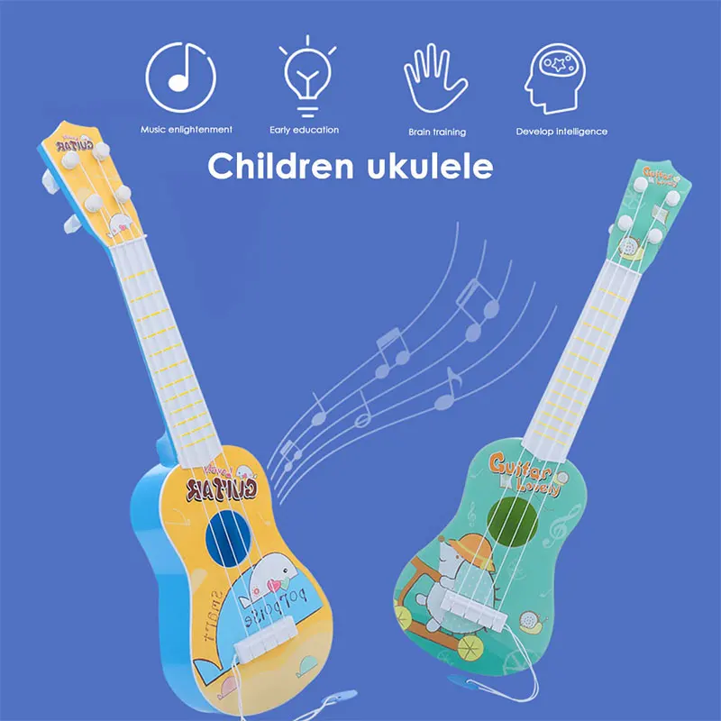 Гавайская гитара Мини-укулеле для маленьких развивающие мини играть раннее образование пластик 4 Strings игрушка музыкальная