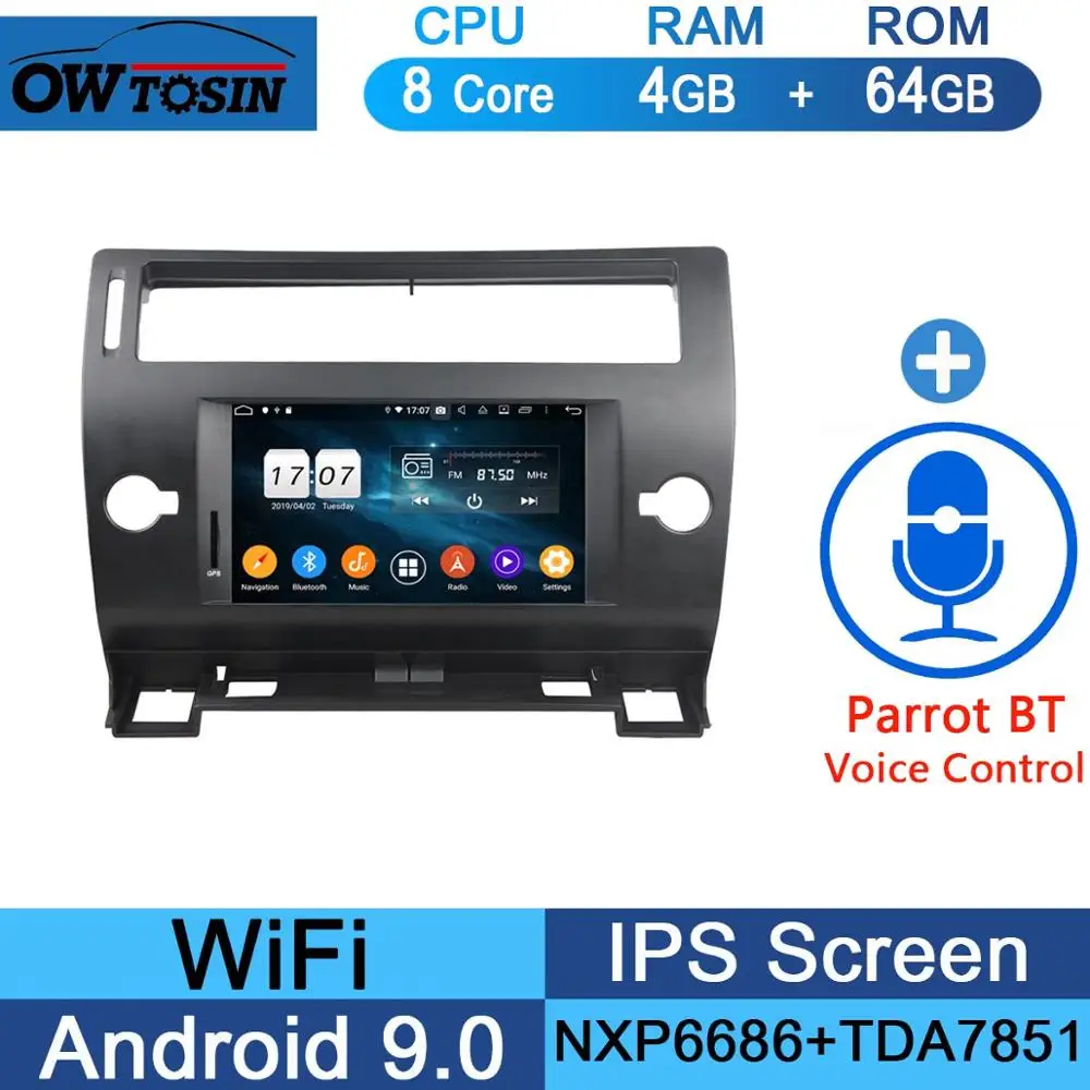 " ips 8Core 4G+ 64G Android 9,0 Автомобильный DVD Радио gps для Citroen C4 Quatre Триумф 2004 2005 2006 2007 2008 2009-2012 DSP CarPlay - Цвет: 64G Parrot BT