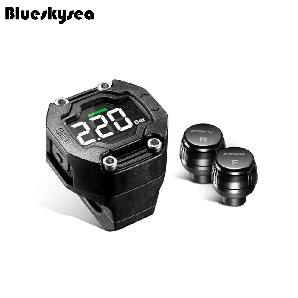 Blueskysea LCD Display Motorcycle font b TPMS b font Tire Pressure Monitor Waterproof 2 Sensor For