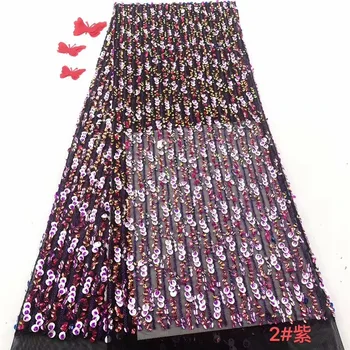 

African Sequins Lace Fabric 2019 Embroidered Nigerian Net Laces Fabric Bridal High Quality French Tulle Lace Fabric 5Yards