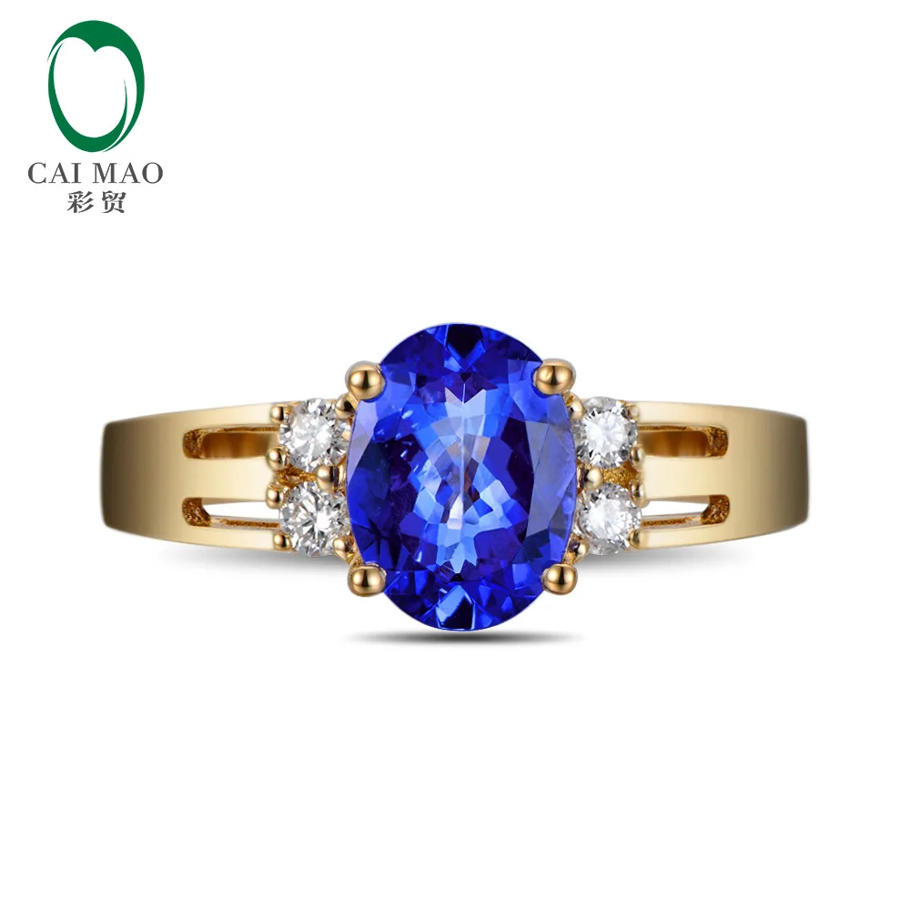 Caimao Jewelry 14kt Yellow Gold Natural 1.1ct Tanzanite & Diamonds Engagement Ring