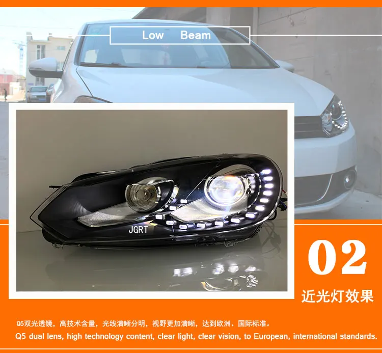 2 шт. автомобильный стиль светодиодный фары для VW golf 6 2009-2013 для golf 6 Головной фонарь светодиодный DRL Объектив двойной луч H7 HID Xenon bi xenon объектив