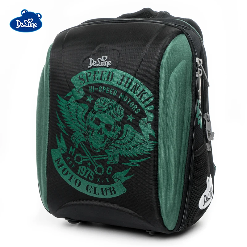 Delune брендовый детский школьный рюкзак для мальчиков с мультяшными автомобилями, ортопедический рюкзак, школьный рюкзак, детские школьные сумки