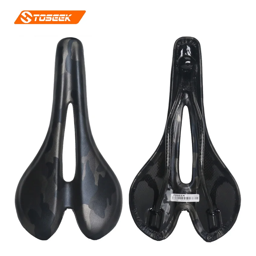 

TOSEEK Bicycle Carbon Fiber Saddle Road Bike Lightweight Seat Camouflage green Cushion Bicycle Cycling Parts Bike Hollow Saddle