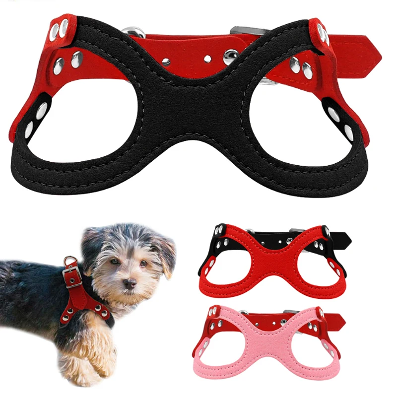 

Soft leather Dog Harness Adjustable Vest Collar dog harness belt little puppy collar breast-band necklace chest band supplies