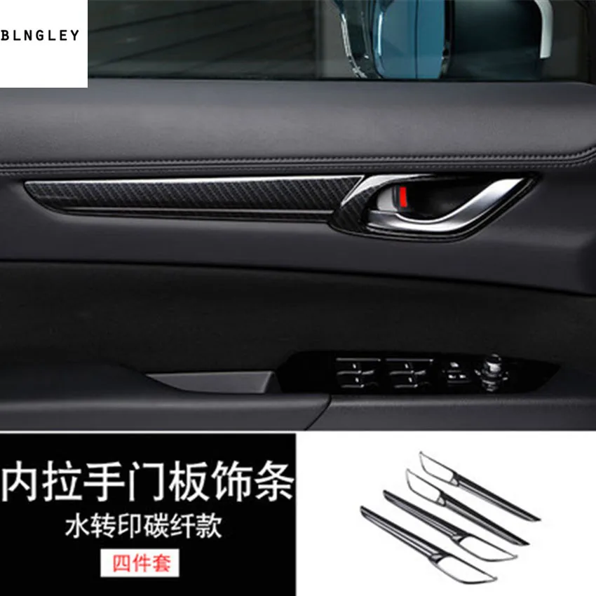 

4pcs/lot ABS Carbon fiber grain Interior door shake handshandle decoration cover for 2017 2018 Mazda CX-5 CX 5 CX5 MK2