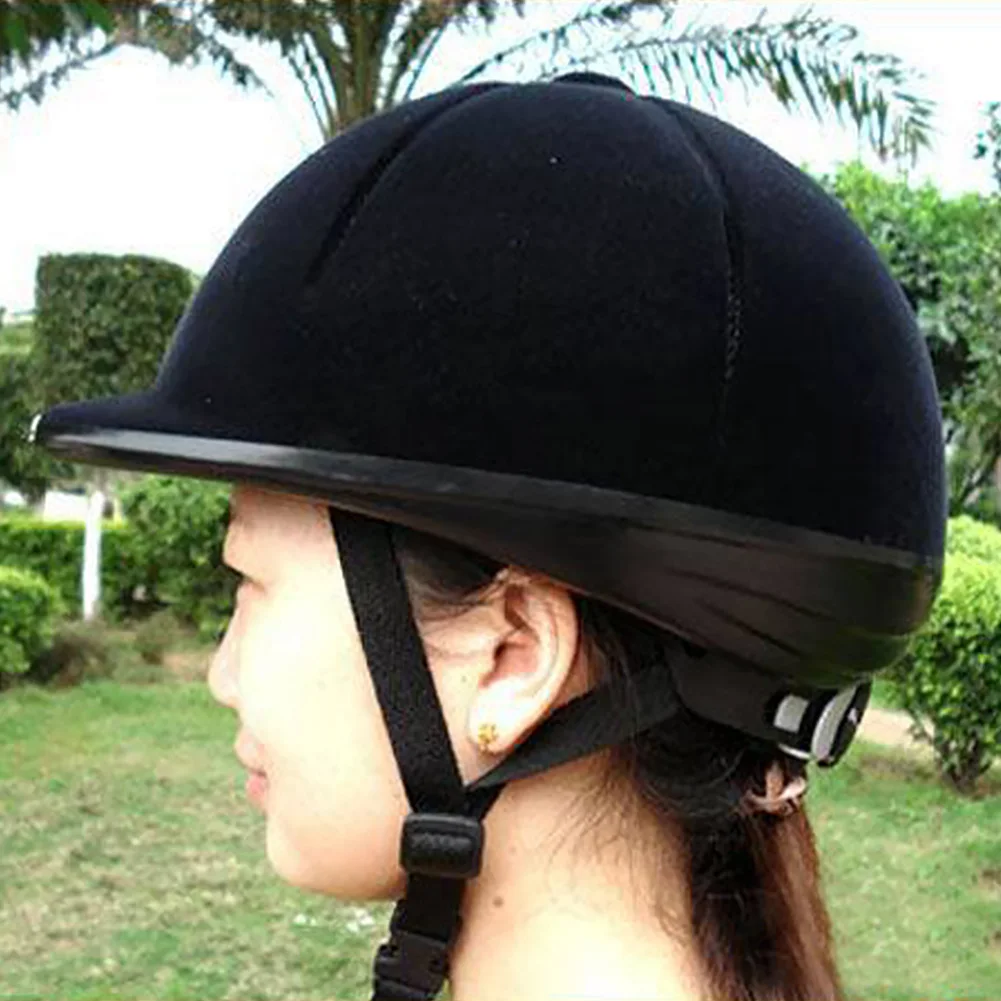 

Unisex Sports Faux Suede Cycling Breathable Black Outdoor Safety Rider Protection Adjustable Equestrian Horse Riding Helmet
