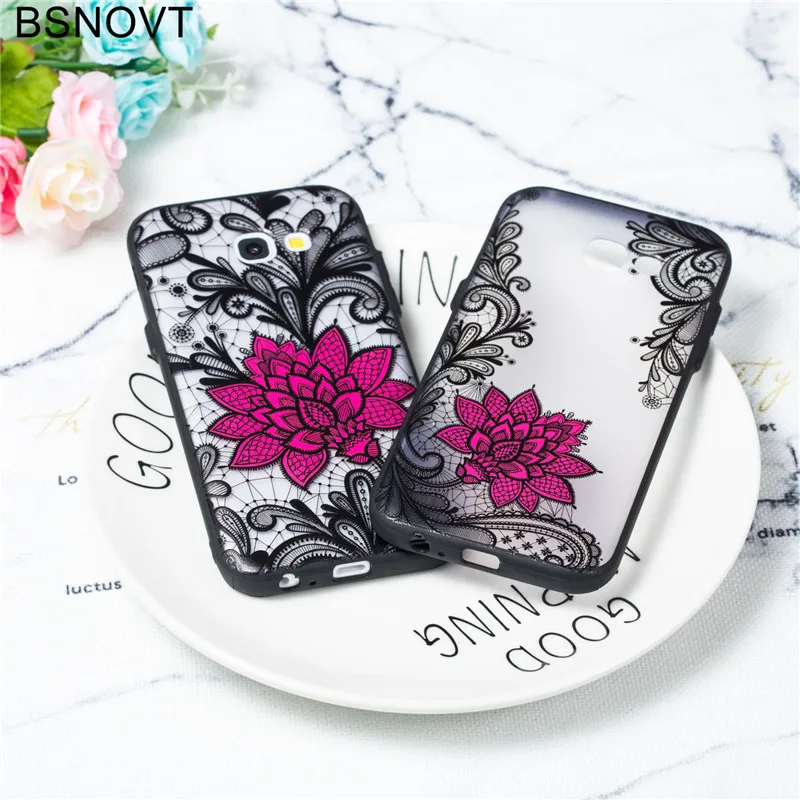 

For Samsung Galaxy A5 2017 Case Lace Foral Black Rose Phone Case Embroidery Back Cover For Samsung Galaxy A5 2017 A520 Fundas