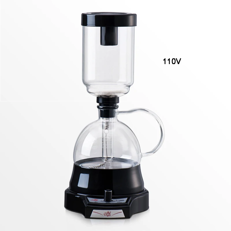 YRP кофейная сифонная кастрюля, электрическая ручка ручного поворота, 3 чашки, кофейная сифонная пивоварня, капельный вакуумный фильтр, Кофеварка, чайник, Перколятор - Цвет: Black 110V