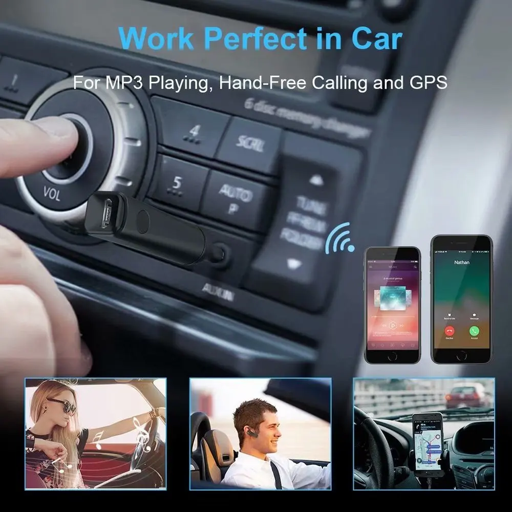 Bluetooth 5 0 Stereo Audio Adapter 3 5mm 2 5mm A2DP Handsfree Music Receiver For Car Music Headphone Reciever