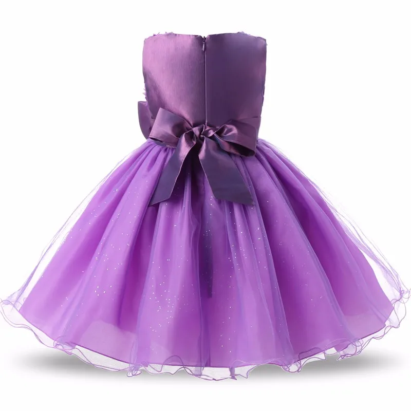 O-neck Sleeveless Bow Floral Waist Princess Flower Girl Party Dress