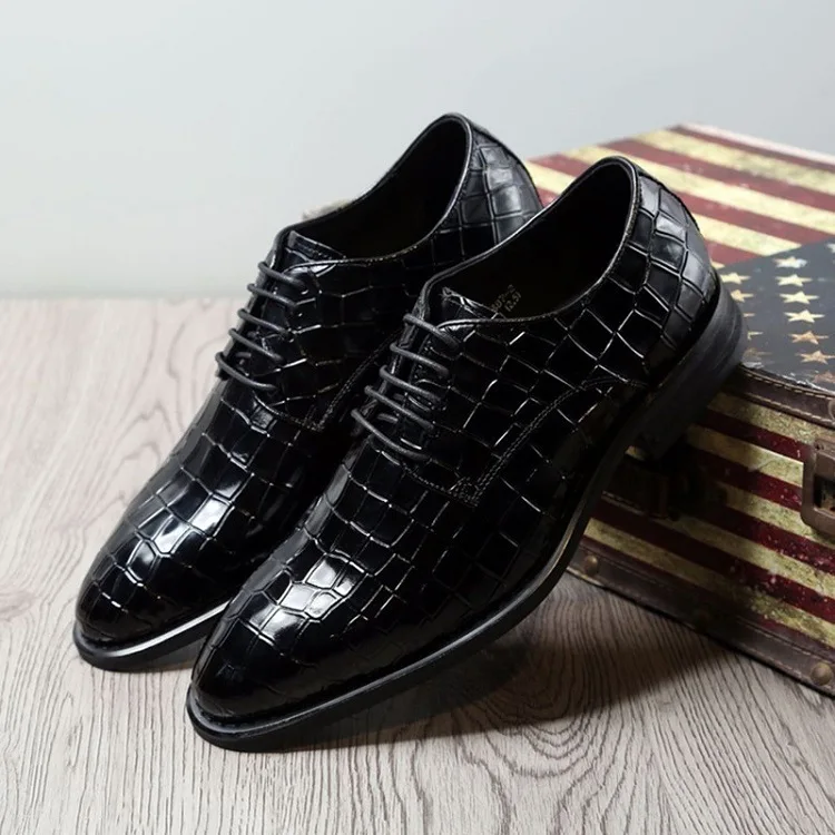 

2019 Business Affairs Leather Shoes Correct Dress Men's Singles Shoe Crocodile Grain Genuine Leather Male Shoe Wedding Banquet