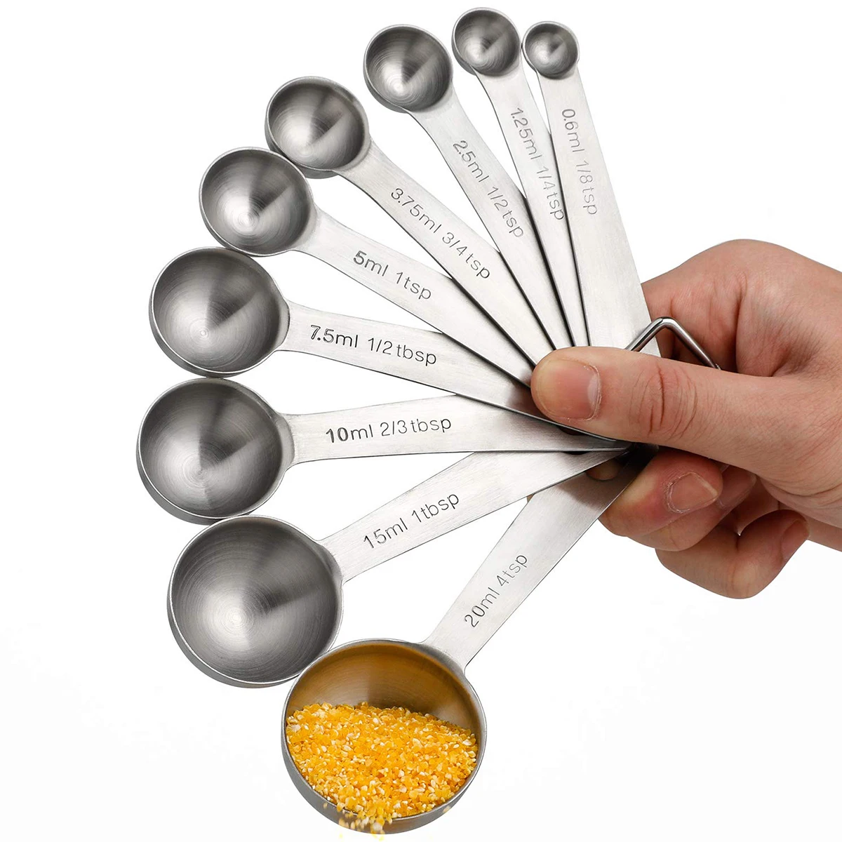 

Stainless steel Measuring Spoons Set of 9, Dry and Liquid Ingredients, Stackable Set