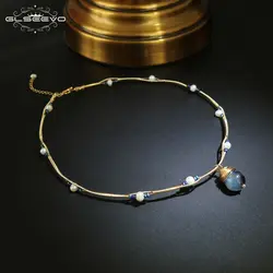 GLSEEVO натуральный пресноводный жемчуг барокко цветок кулон Цепочки и ожерелья для Для женщин Роскошные Fine Jewelry Bijoux Ожерелье Collane GN0065