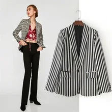 Женский полосатый Блейзер Осень Зима Женское пальто повседневный костюм Блейзер Куртка тонкие женские блейзеры офисная верхняя одежда Talever