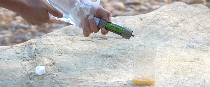 Satisfy water need for group and family outdoor activities with this emergency gravity fed water filter system.  This gravity water filter system is not a single user suck up straw. It is a perfect solution for a group people filtration needs when they are on the go.