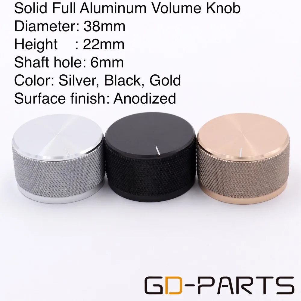 

1PC 38x22mm Machined Solid Full Aluminum Volume Knob Vintage Tube AMP DAC CD Turntable Potentiometer Knob Silver Black Gold