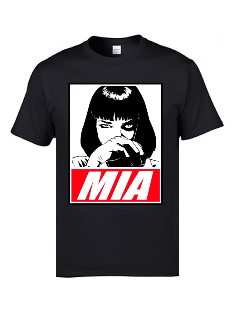 Graphic Man Tshirts Pulp Fiction Mia Wallace 15174 Printed Tops Tees 100% Cotton Short Sleeve Casual Tees O-Neck Pulp Fiction Mia Wallace 15174 black