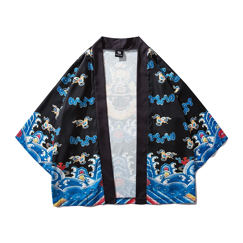 GMANCL для мужчин китайский стиль дракон кардиган куртки типа кимоно уличная летняя Солнцезащитная одежда японский стиль мужской пальто верхняя одежда